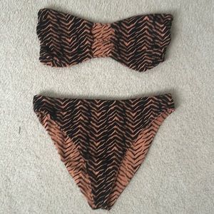 JMP The Label reversible bandeau tiger print bikini